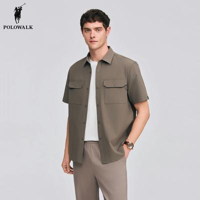 POLOWALK男装工装休闲风短袖衬衫