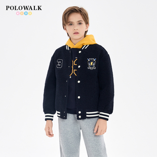 男童时尚 新款 棒球服外套儿童加绒保暖外套男 2024秋季 POLOWALK童装
