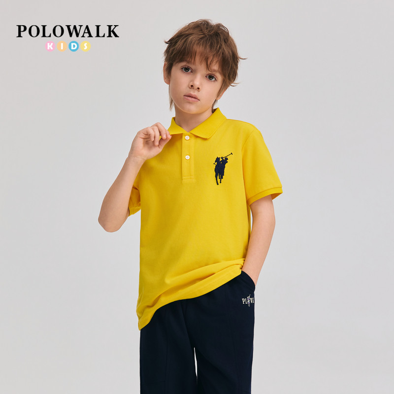 POLOWALK童装男童短袖T恤26夏季新款保罗儿童百搭翻领POLO衫上衣