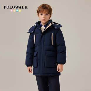 POLOWALK童装男童连帽羽绒服25冬季新款保罗儿童洋气保暖防风外套