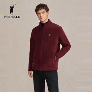 POLOWALK男士立领摇粒绒外套2025冬季新款保罗男装加绒保暖夹克男