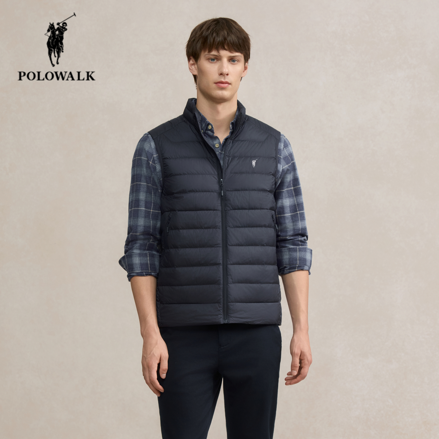 POLOWALK冬季新品立领羽绒马甲男