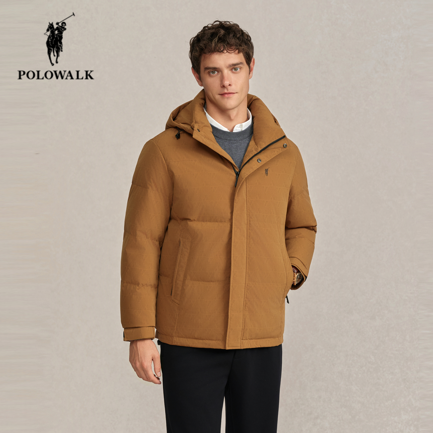 POLOWALK冬季新品百搭连帽羽绒服