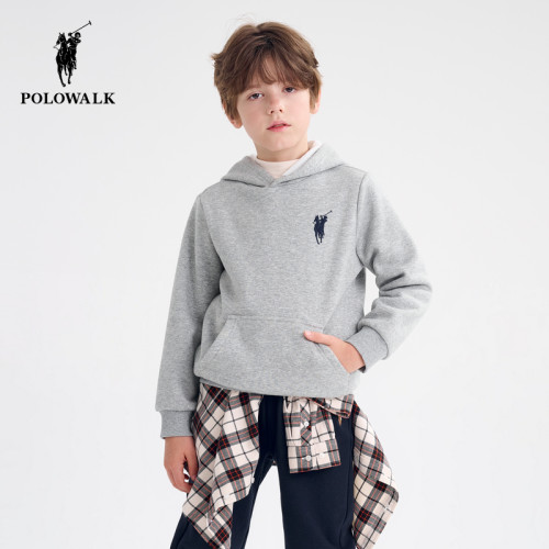 POLOWALK中大童美式连帽加绒卫衣