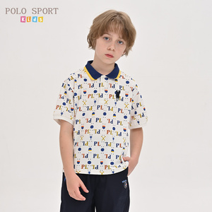 polosport童装男童短袖polo衫t恤2024夏季新款儿童字母满印上衣