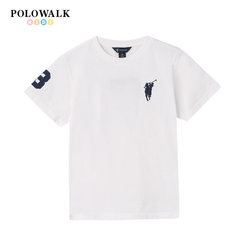 polowalk男童圆领运动短袖t恤