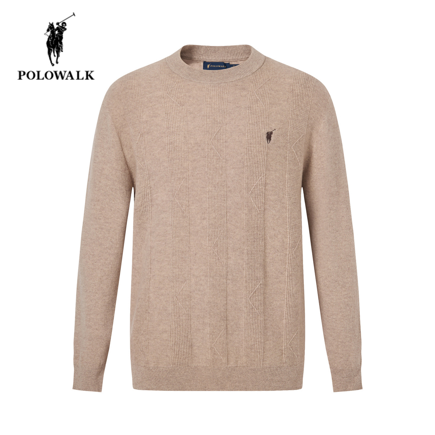 POLOWALK男士圆领羊毛衫25冬季新款保罗男装百搭休闲纯色内搭毛衣