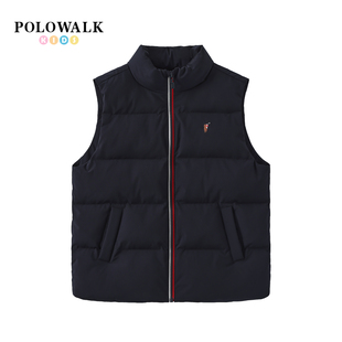 POLOWALK童装男女童棉马夹秋冬新款保罗儿童休闲无袖开衫立领外套