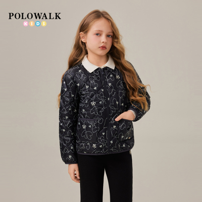 POLOWALK女童时尚印花圆领羽绒服