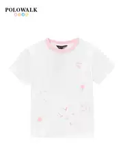 Polowalk Children's Clothing Girls' Pure Cotton Short-Sleeved T-Shirt 2025 Summer New Paul Versatile Round Neck Base Half-Sleeve