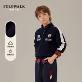 新款 25秋季 保罗儿童休闲立领半拉链毛衣潮 男童针织衫 POLOWALK童装