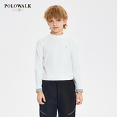 2024秋季 新款 男童半高领长袖 POLOWALK童装 T恤儿童纯色内搭打底衫
