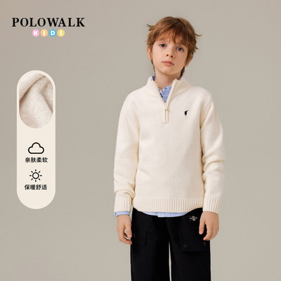 POLOWALK男童时尚百搭立领针织衫
