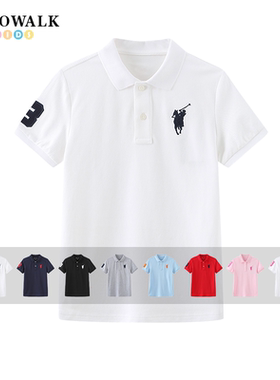 POLOWALK童装男童短袖polo衫2025夏季新款保罗儿童运动风翻领t恤