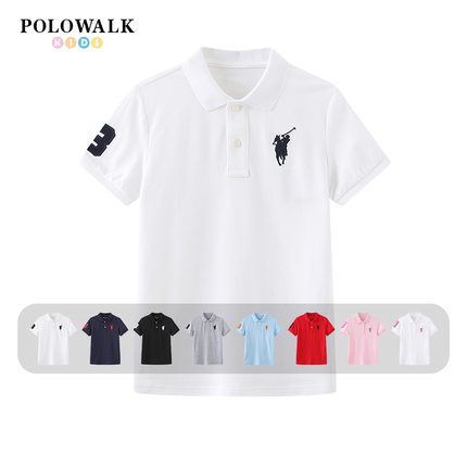 POLOWALK童装男童短袖polo衫夏季新款保罗儿童运动风翻领半袖t恤