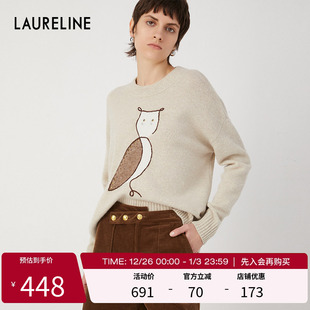 新款 2023年冬季 可爱趣味减龄上衣女 洛瑞琳绵羊毛毛衫 LAURELINE