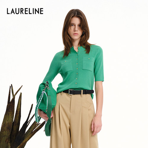 LAURELINE/洛瑞琳显白减龄上衣年春季新款气质通勤短袖女