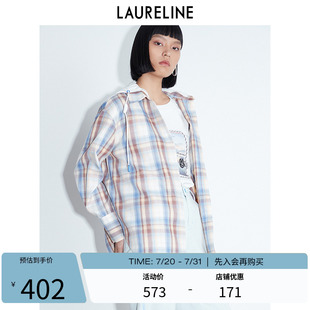 外套女 LAURELINE 洛瑞琳春季 新款 宽松格纹舒适休闲连帽短款
