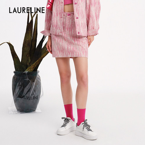 LAURELINE/洛瑞琳简约A字半身裙年春季新款时尚百搭短裙女