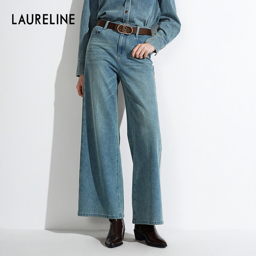 LAURELINE/洛瑞琳2025年春新款休闲百搭显瘦直筒长裤牛仔裤阔腿裤