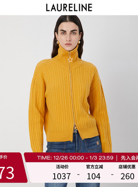 LAURELINE/洛瑞琳绵羊毛100%毛衫2023冬季新款显白减龄保暖上衣女