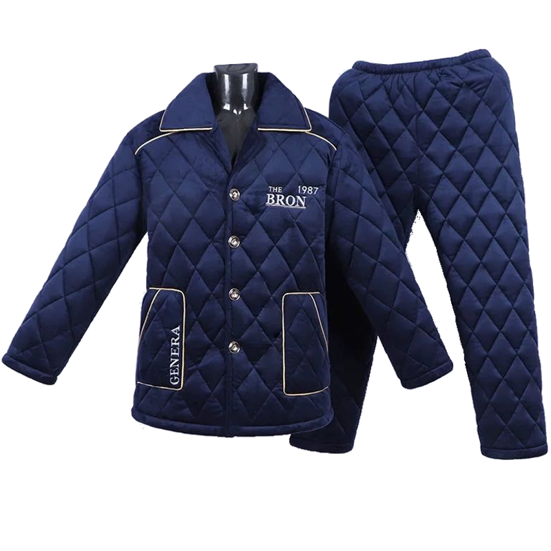 冬季加绒三层夹棉秋冬款保暖睡衣