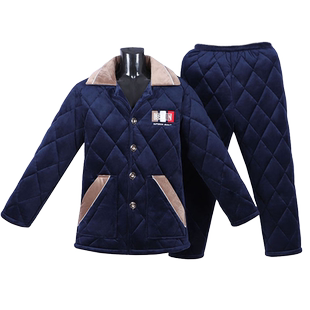 冬季珊瑚绒睡衣女士三层夹棉加绒加厚袄秋冬款法兰绒中老年家居服