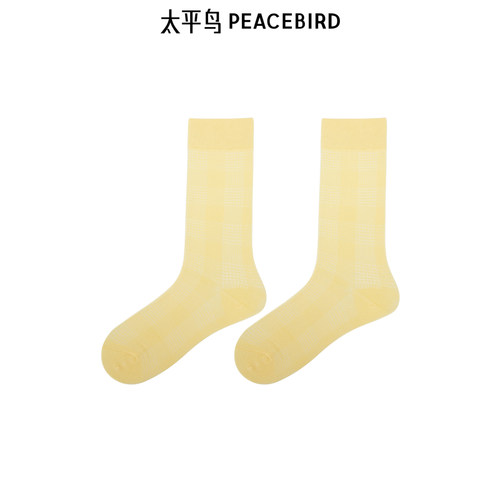 太平鸟女装2025年夏季新款格纹中筒袜子A1YGF2197