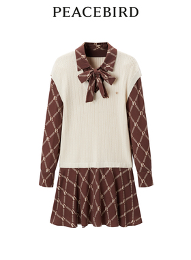 太平鸟女装冬季拼接假两件连衣裙A1FAD4271