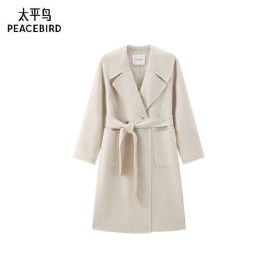 太平鸟女装时尚品质大翻领双面呢大衣A1AAD4334