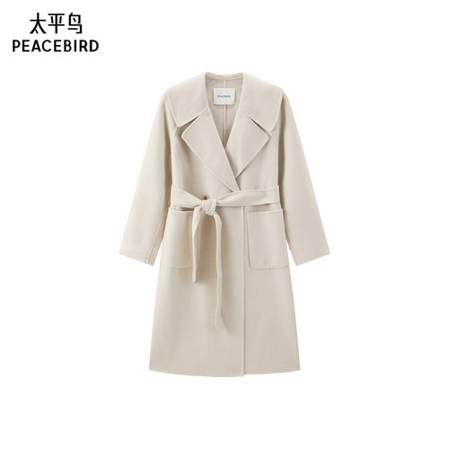 太平鸟女装时尚品质大翻领双面呢大衣A1AAD4334