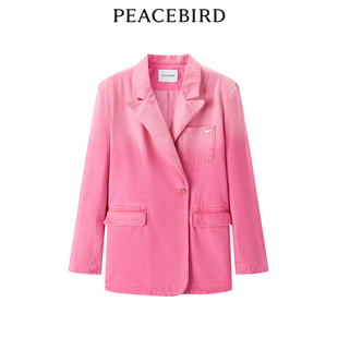 气质渐变宽松牛仔西装 时尚 A3BAE1374 春季 太平鸟女装