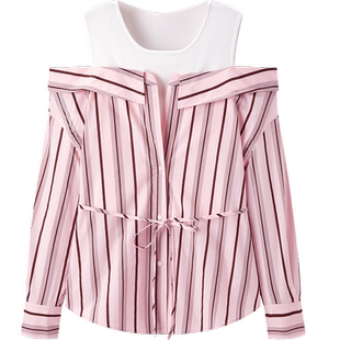 太平鸟女装春季气质拼接上衣A1CDE1501