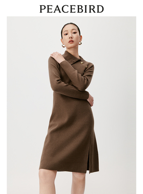 【商场同款】太平鸟女装2024春季新款气质翻领连衣裙A1FAD4624