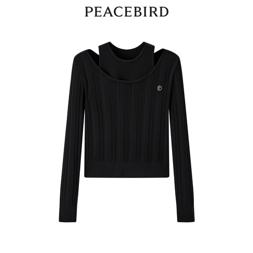 【商场同款】太平鸟女装2024年春季假两件打底线套衫A3EEE1115