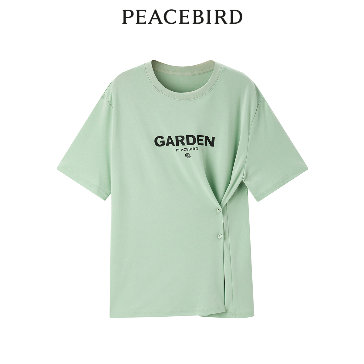 太平鸟女装夏季设计感通勤圆领T恤短袖A1DAD2C03