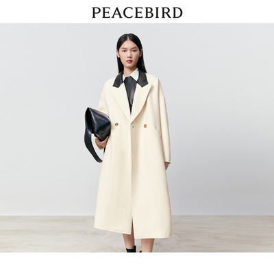 【商场同款】太平鸟女装2023冬季新款IMMI联名拼色大衣A1AAD4342