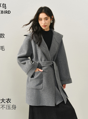 【商场同款】太平鸟甄毛系列驭风大衣25立绒高支大衣女A1AAF4149