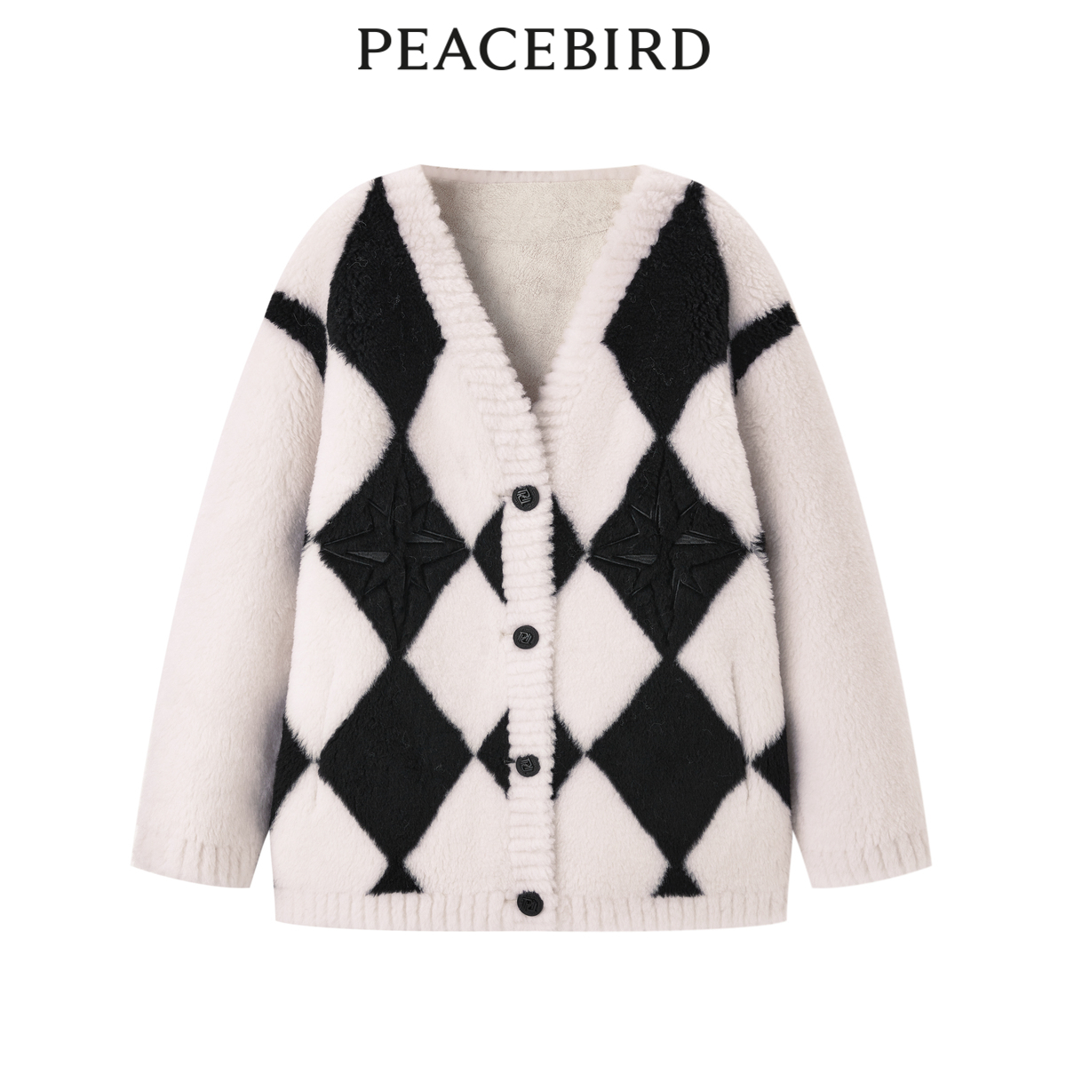 PEACEBIRD/太平鸟菱形羊毛外套