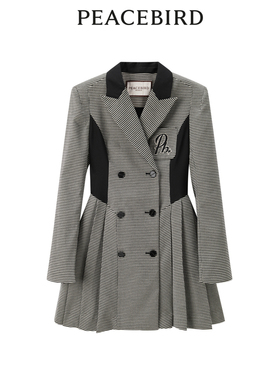 太平鸟女装春季拼色西装式连衣裙A5FAD1B42奥莱