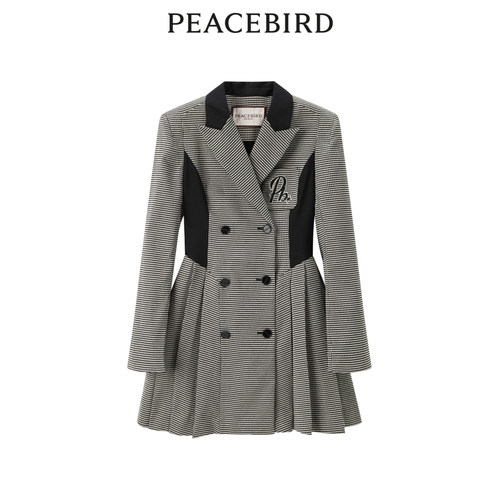 商场同款拼色西装式连衣裙太平鸟