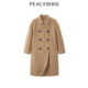 太平鸟冬季 品质双排扣羊驼毛大衣A1AAD4425 新款