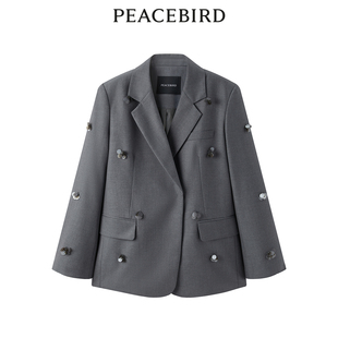 A1BAE1270 定位绣珠片都市休闲西装 太平鸟女装 春季