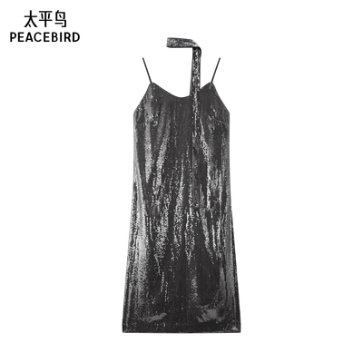 太平鸟女装吊带连衣裙女宴会仪式感连衣裙亮片连身A1FAF1485