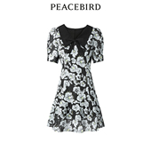 清仓 太平鸟女装 秋季 翻领泡泡袖 碎花连衣裙A1FAD2E01