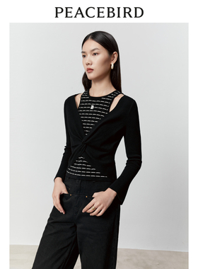 太平鸟女装冬季新款小香假两件线套衫A1EED4138