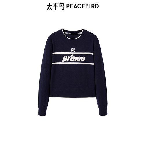 太平鸟女装字母拼接撞色上衣针织衫套衫A3EEE424G