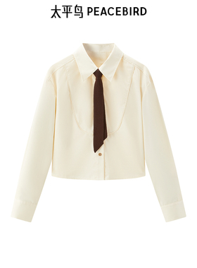 【商场同款】太平鸟女装2025秋季新款时尚衬衣截短衬衫A1CAE3476