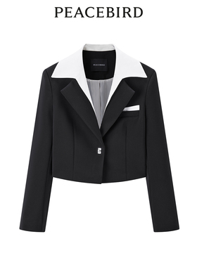 太平鸟女装春季时尚气质假两件套拼接西装A1BAE1340