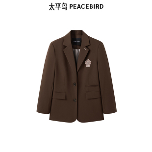 领西服A1BAE3472 绣花标纽扣西装 太平鸟女装 秋季